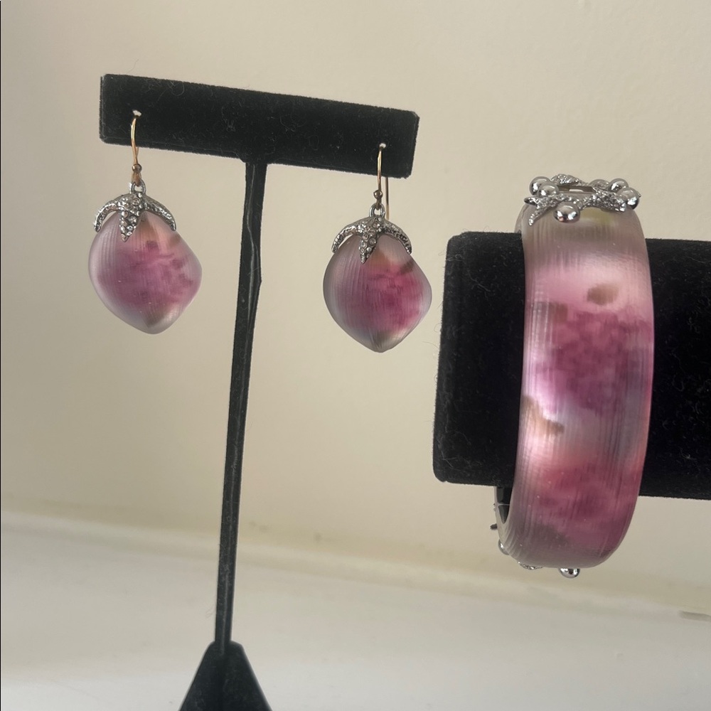 Alexis Bittar Pink and Silver Bracelet & Earrings Set